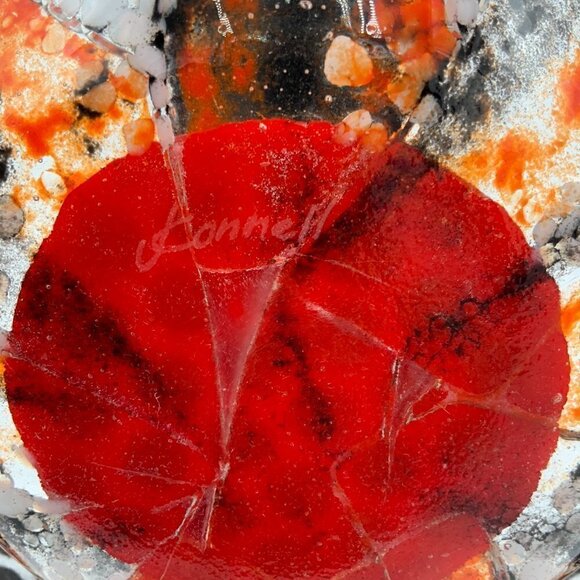 Fused Glass Sunflower Bowl Signed J. Konnell - Picture 5 of 6